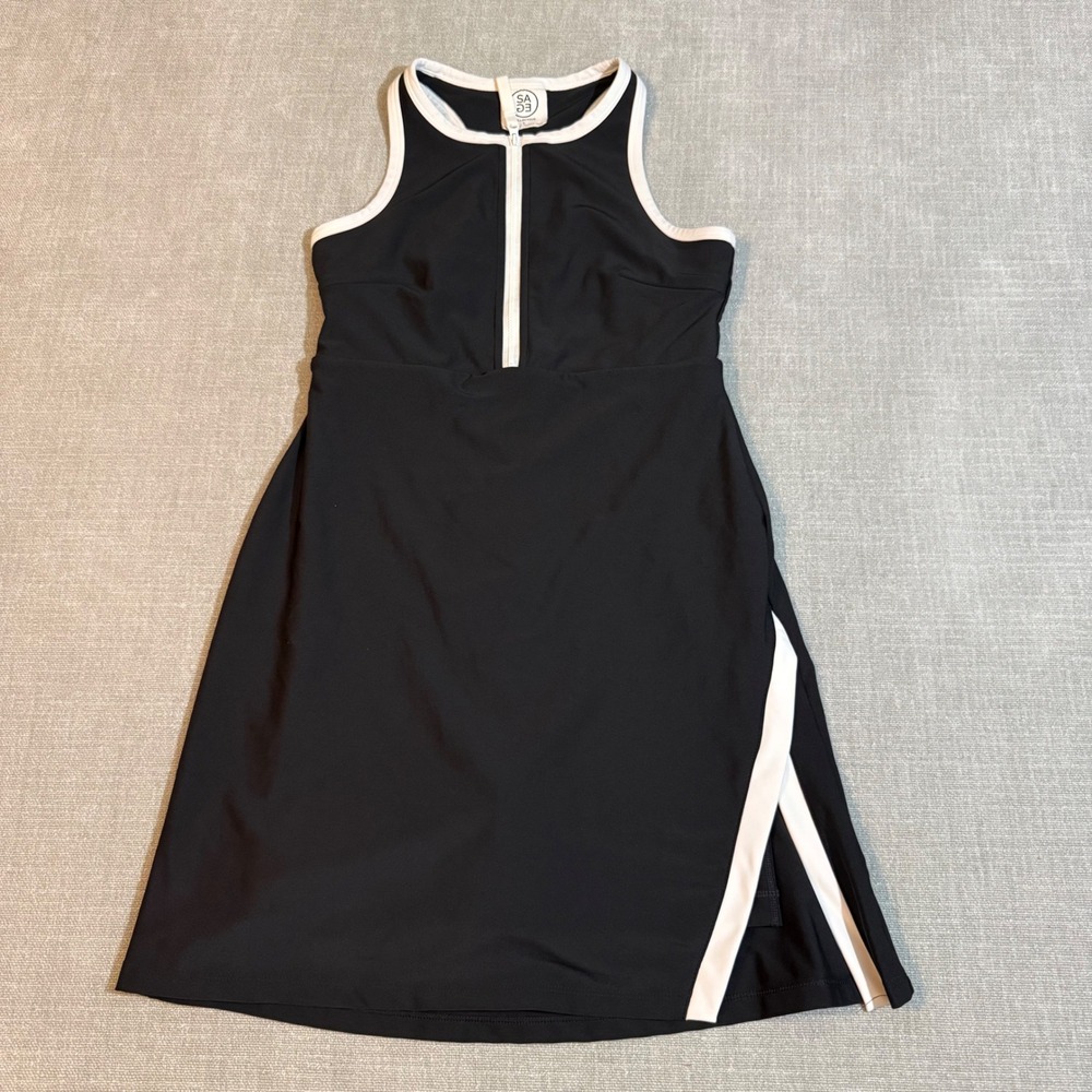 Sage Collective Tennis Dress Size Small Black White Quarter Zip Activewear Skort